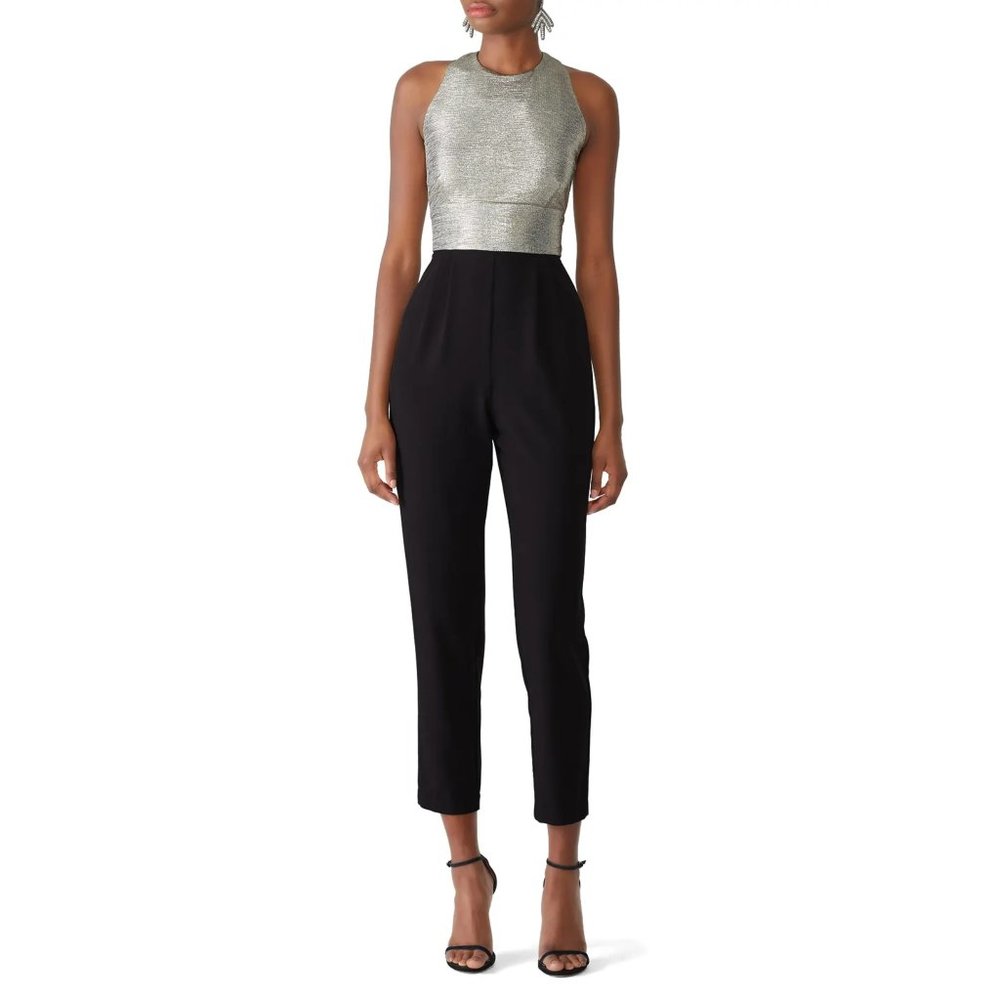 Hutch Metallic Silver and Black Sleeveless Jumpsuit